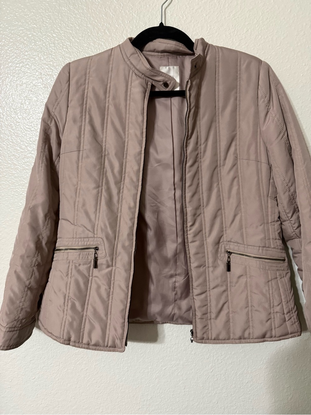 Cien Porciento Quilted Zip Front Jacket Medium Blush Pink